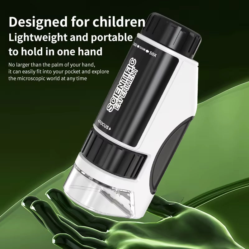 Portable Microscope Zoom 50X-300X,Handheld Mini Microscope Science Toys,Led Pocket Microscope,Little Scientist Microscope