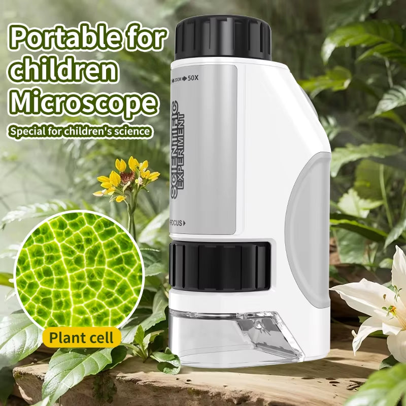 Portable Microscope Zoom 50X-300X,Handheld Mini Microscope Science Toys,Led Pocket Microscope,Little Scientist Microscope