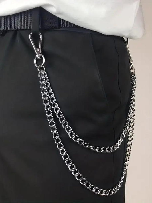 Punk Style Chain Design Pants Belt, Street Style Belt, Modern Fashionable Double Layered Waist Chain for Jeans Trousers, Trendy All-Match & Exquisite Belt for Birthday Gift, Men Accessories, Charm