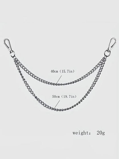 Punk Style Chain Design Pants Belt, Street Style Belt, Modern Fashionable Double Layered Waist Chain for Jeans Trousers, Trendy All-Match & Exquisite Belt for Birthday Gift, Men Accessories, Charm