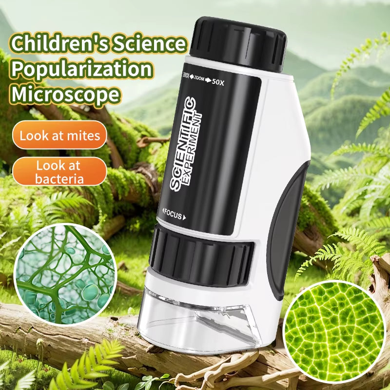 Portable Microscope Zoom 50X-300X,Handheld Mini Microscope Science Toys,Led Pocket Microscope,Little Scientist Microscope