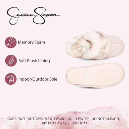 Indulge in Comfort with Jessica Simpson's Stylish Faux Fur Memory Foam Slippers - Perfect for Cozy Days!