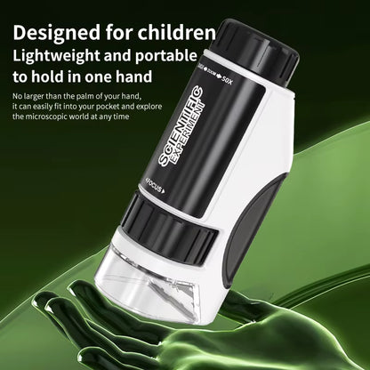Portable Microscope Zoom 50X-300X,Handheld Mini Microscope Science Toys,Led Pocket Microscope,Little Scientist Microscope