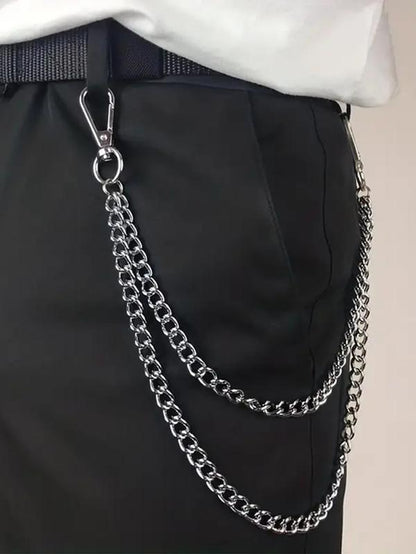 Punk Style Chain Design Pants Belt, Street Style Belt, Modern Fashionable Double Layered Waist Chain for Jeans Trousers, Trendy All-Match & Exquisite Belt for Birthday Gift, Men Accessories, Charm